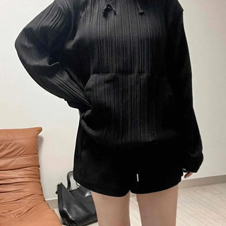 Pinton String Plain Loose Fit Long Sleeve Hoodie