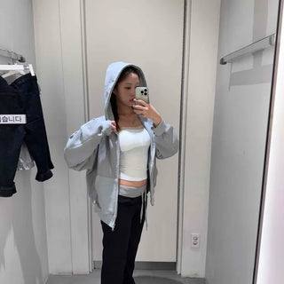 Loose Fit Contrast Flap Pocket Strap Wide Daily Long Pants