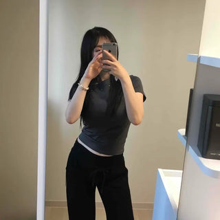 String Wide Loose Fit Daily Long Pants