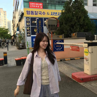 Plain Button-Down Oversized Long Sleeve Shirt