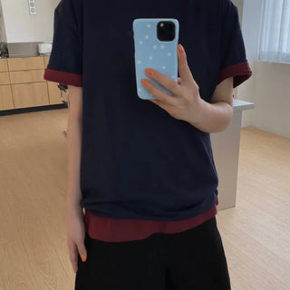 Layered Plain Short Sleeve T-shirt