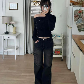 Cargo Pocket Wide Loose Fit Daily Long Pants