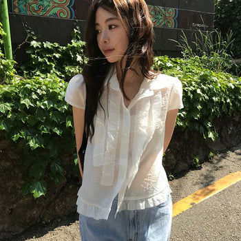 Chief Ribbon Short Sleeve Tee Ribbon Tee/Ribbon Short Sleeve/ Lovely/Daily Look