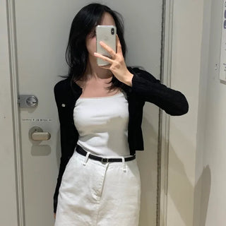 Fiddich Summer Crop Ribbed Knit Cardigan