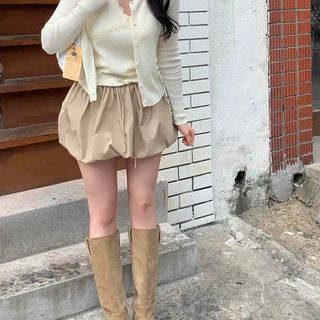 Shirred Daily Feminine Mini Skirt