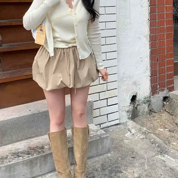 Shirred Daily Feminine Mini Skirt