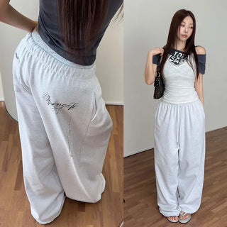 Clytie Back Lettering Banding Wide Pants