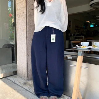 Blue Bomb Tencel Cotton Wide Pants High-waisted Lower Body Shaper Cotton Pants Summer