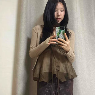 Plain Open Regular Fit Long Sleeve Daily Cardigan