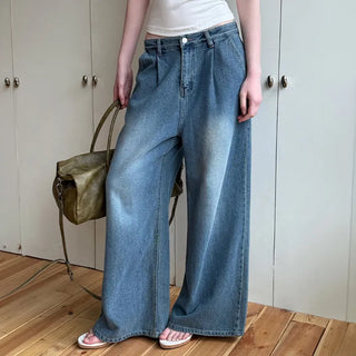 Melted Pintuck Denim Wide Pants