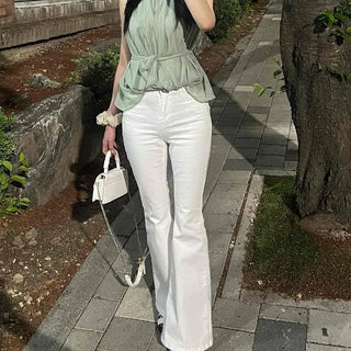 Button Flap Pocket Bootcut Regular Fit Daily Long Pants
