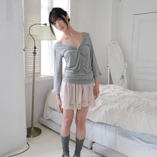 Satin Lace Skirt (2 colors)