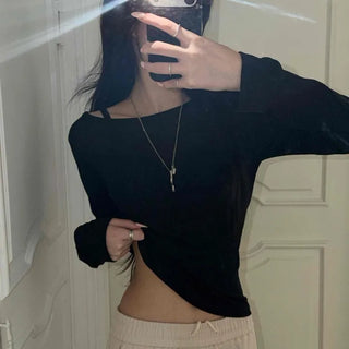 Slim Fit Plain Long Sleeve Daily Casual Long Sleeve T-shirt