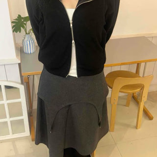 D-Ring Asymmetrical A-Line Daily Midi Skirt