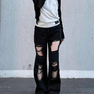Washed Button Wide Loose Fit Long Pants