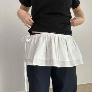 Frill Shirred Tiered Flare Daily Mini Skirt