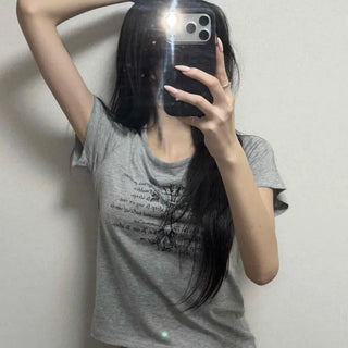 Regular Fit Lettering Graphic Daily Short Sleeve T-shirt