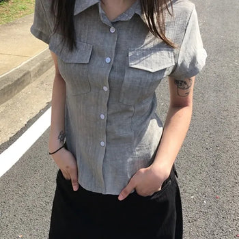 -3kg* Two-Pocket Slim Short Sleeve Shirt
