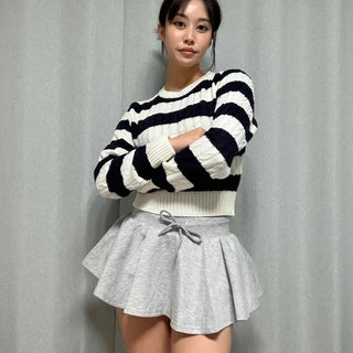 Loose Fit Frill String Layered Flare Mini Skirt
