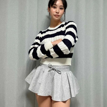 Loose Fit Frill String Layered Flare Mini Skirt