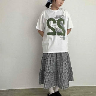 Lettering Numbering Loose Fit Daily Short Sleeve T-shirt