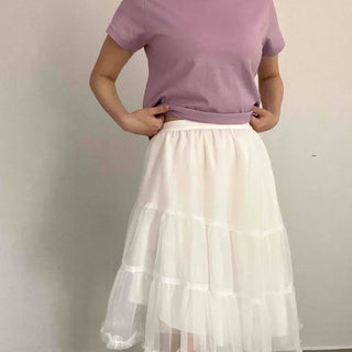 See-through Dot A-line Midi Skirt