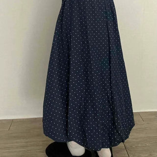 Shirred Dot A-Line Loose Fit Daily Long Skirt