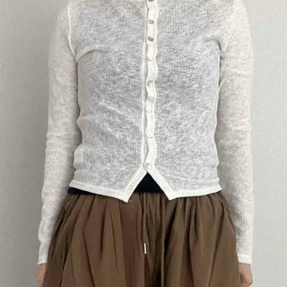 Plain Button Full-Zip Slim Fit Long Sleeve Cardigan