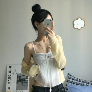 [Adjustable Straps] Chiffon Lace Layered Sleeveless
