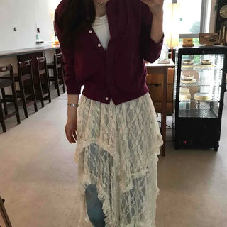 Frill A-line Loose Fit Long Skirt for Date & Party