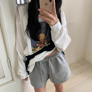 Button banding sweat shorts