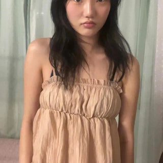 Shirred Frill Strap Sleeveless A-Line Mini Dress