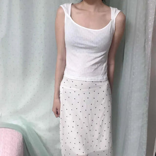Shirred Zipper Heart A-Line Daily Midi Skirt