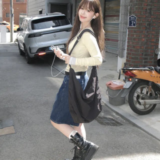 Selena Denim Half-Length Pants