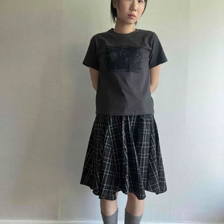 Check Flare A-Line Daily Midi Skirt