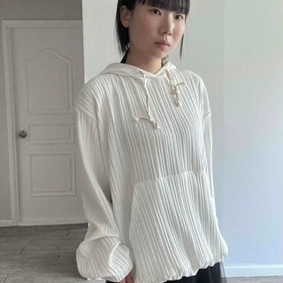 String Plain Loose Fit Long Sleeve Daily Hoodie