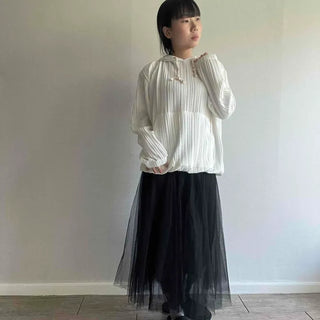 See-through Layered Flare A-line Long Skirt