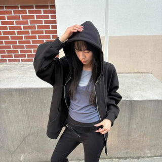 Oversized Plain Full-Zip Hoodie