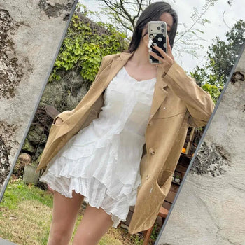 Frill Ribbon Strap A-Line Sleeveless Mini Dress
