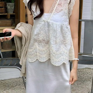 Lace chiffon bustier blouse