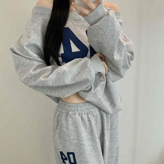 Loose Fit Lettering Numbering Wide Long Sleeve Training Set