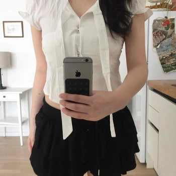 Shirred Frill Tiered Flare Daily Mini Skirt
