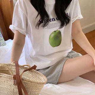 Fruit Lettering Print Short Sleeve T-shirt
