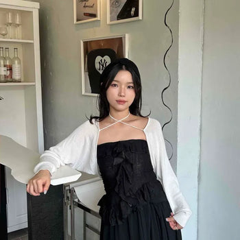 Ribbon Layered Plain Date Sleeveless
