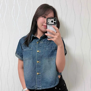 Washed Flap Pocket Button-Down Regular Fit Short Sleeve Shirt