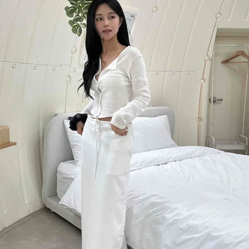Slim Fit Plain Button-Punched Long Sleeve Cardigan