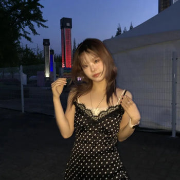 Fitted Dot Strap Sleeveless A-Line Mini Dress