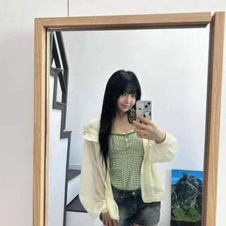 Plain Full-Zip Loose Fit Long Sleeve Windbreaker
