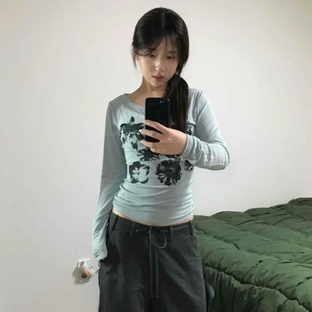 Slim Fit Graphic Long Sleeve Daily T-shirt
