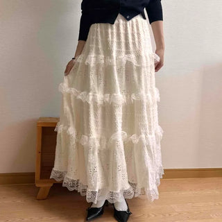 Frill Tiered A-Line Date Long Skirt